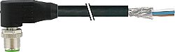 7000-13141-6411000 M12 male 90° A-cod. with cable shielded PUR 4x0.34 shielded bk UL/CSA+drag ch. 10m