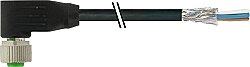 7000-13261-6410030 M12 female 90° A-cod. with cable shielded PUR 4x0.34 shielded bk UL/CSA+drag ch. 0.3m