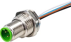 7000-13505-9710200 M12 male recept. A-cod. rear PUR-wires 4x0.34 2m