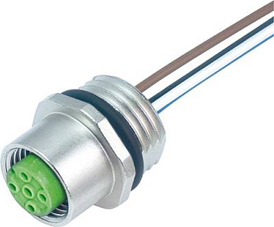 7000-13542-9710020 M12 female recept. A-cod. front incl. nut PUR-wires 4x0.34 0.2m - 1
