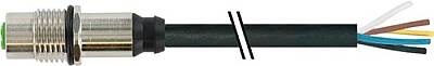 7000-13627-7320200 M12 female recept. A-cod. rear PUR 5x0.34 bk UL/CSA+drag ch. 2m - 1