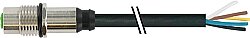 7000-13627-7320250 M12 female recept. A-cod. rear PUR 5x0.34 bk UL/CSA+drag ch. 2.5m