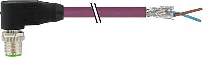 7000-14081-8410750 M12 male 90° B-cod. with cable shielded PUR 1x2xAWG24 shielded vt UL/CSA+drag ch. 7.5m - 1