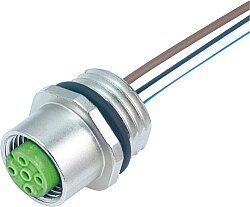 7000-14141-9740050 M12 female recept. B-cod. front PUR-wires 4x0.34 0.5m
