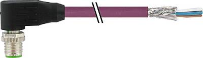 7000-14251-7990500 M12 male 90° B-cod. with cable shielded PUR 3x2x0.25 shielded vt 5m - 1