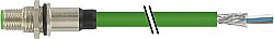 7000-14551-7940150 M12 male recept. D-cod. shielded rear PUR 1x4xAWG22 shielded gn UL/CSA 1.5m