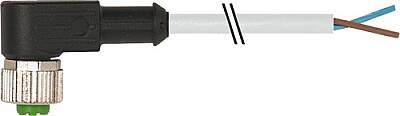 7000-15021-4140030 M12 female 90° A-cod. with cable PUR 2x0.5 gy UL/CSA+drag ch. 0.3m - 1