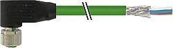 7000-15571-8310100 M12 female 90° Y-cod. with cable shielded PUR AWG20/26 shielded gn UL/CSA+drag ch. 1m