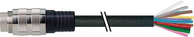 7000-16751-9591000 M16 MALE, 0° 14 POLE, PUR 8x0.25 + 2x0,5 black 10m - 1