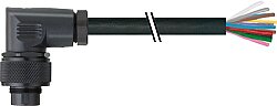 7000-16851-9590200 M16 MALE, 90° PUR 8x0.25 + 2x0,5 black 2m