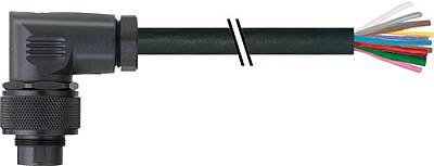 7000-16851-9590200 M16 MALE, 90° PUR 8x0.25 + 2x0,5 black 2m - 1