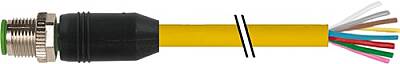 7000-17001-1140500 M12 male 0° A-cod. with cable PUR 8x0.25 ye UL/CSA+drag ch. 5m - 1