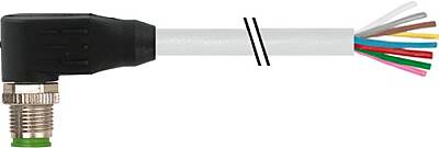 7000-17021-2950750 M12 male 90° A-cod. with cable PUR 8x0.25 gy UL/CSA+drag ch. 7.5m - 1