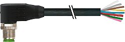 7000-17021-7220250 M12 male 90° A-cod. with cable PUR 8x0.25 bk UL/CSA+drag ch. 2.5m