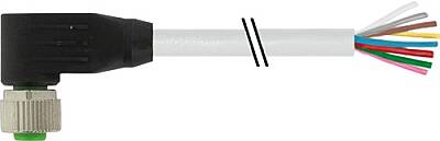 7000-17061-2920250 M12 female 90° A-cod. with cable PUR 8x0.25 gy UL/CSA+drag ch. 2.5m - 1