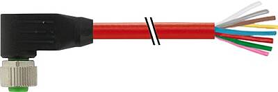 7000-17061-7180300 M12 female 90° A-cod. with cable PUR 8x0.25 rd UL/CSA+drag ch. 3m - 1