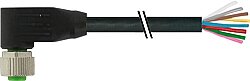 7000-17061-7222000 M12 female 90° A-cod. with cable PUR 8x0.25 bk UL/CSA+drag ch. 20m