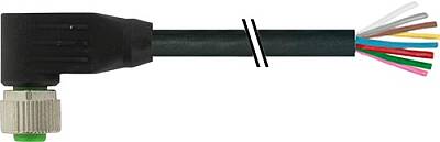 7000-17061-7222000 M12 female 90° A-cod. with cable PUR 8x0.25 bk UL/CSA+drag ch. 20m - 1