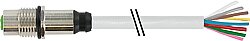 7000-17197-2920300 M12 female recept. A-cod. rear PUR 8x0.25 gy UL/CSA+drag ch. 3m