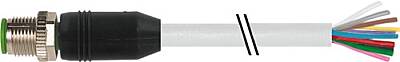 7000-19001-3010150 M12 male 0° A-cod. with cable PUR 12x0.25 gy UL/CSA+drag ch. 1.5m - 1