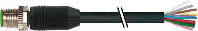7000-19001-7051700 M12 male 0° A-cod. with cable PUR 12x0.14 bk UL/CSA+drag ch. 17m - 1