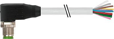 7000-19021-3011000 M12 male 90° A-cod. with cable PUR 12x0.25 gy UL/CSA+drag ch. 10m - 1