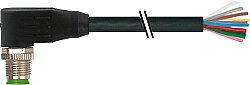 7000-19021-7050150 M12 male 90° A-cod. with cable PUR 12x0.14 bk UL/CSA+drag ch. 1.5m