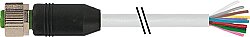 7000-19041-3010300 M12 female 0° A-cod. with cable PUR 12x0.25 gy UL/CSA+drag ch. 3m