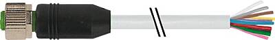 7000-19041-3012000 M12 female 0° A-cod. with cable PUR 12x0.25 gy UL/CSA+drag ch. 20m - 1