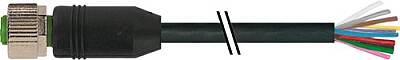 7000-19041-7050030 M12 female 0° A-cod. with cable PUR 12x0.14 bk UL/CSA+drag ch. 0.3m - 1