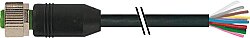 7000-19041-7052500 M12 female 0° A-cod. with cable PUR 12x0.14 bk UL/CSA+drag ch. 25m