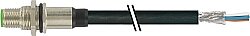 7000-19171-7060030 M12 male recept. A-cod. shielded rear mount PUR 12x0.14 shielded bk UL/CSA+drag ch. 0,3m