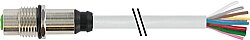 7000-19197-3010750 M12 female recept. A-cod. rear PUR 12x0.25 gy UL/CSA+drag ch. 7.5m