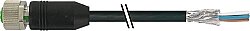 7000-19341-7030800 M12 female 0° A-cod. with cable shielded PVC 12x0.14 shielded bk 8m