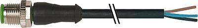 7000-20011-6361000 M12 male 0° C-cod. Dual-Keyway with cable PUR 3x0.75 bk UL/CSA+drag ch. 10m - 1