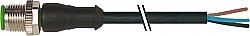 7000-20011-6362000 M12 male 0° C-cod. Dual-Keyway with cable PUR 3x0.75 bk UL/CSA+drag ch. 20m