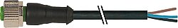 7000-20111-6361000 M12 female 0° C-cod. Dual-Keyway with cable PUR 3x0.75 bk UL/CSA+drag ch. 10m