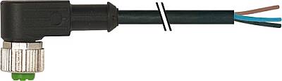 7000-20131-6260300 M12 female 90° C-cod. Dual-Keyway with cable PUR 3x0.75 bk UL/CSA 3m - 1