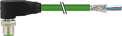 7000-21021-7900050 M12 male 90° X-cod. with cable shielded PUR 4x2xAWG26 shielded gn UL/CSA 0,5m