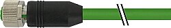 7000-21051-7900150 M12 female 0° X-cod. with cable shielded PUR 4x2xAWG26 shielded gn UL/CSA 1.5m
