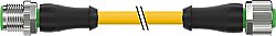 7000-40021-0341300 M12 male 0° / M12 female 0° A-cod. PUR 4x0.34 ye UL/CSA+drag ch. 13m