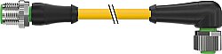 7000-40121-0341100 M12 male 0° / M12 female 90° A-cod. PUR 4x0.34 ye UL/CSA+drag ch. 11m - 2
