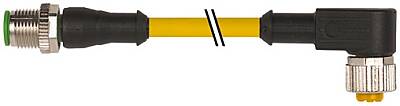 7000-40162-0330060 M12 male 0° / M12 female 90° A-cod. PUR 3x0.34 ye UL/CSA+drag ch. 0,6m - 1