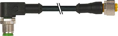 7000-40192-6330030 M12 male 90° / M12 female 0° A-cod. PUR 3x0.34 bk UL/CSA+drag ch. 0.3m - 1
