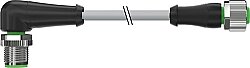 7000-40221-2350030 M12 male 90° / M12 female 0° A-cod. PUR 5x0.34 gy UL/CSA+drag ch. 0.3m