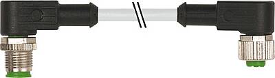 7000-40301-2530030 M12 male 90° / M12 female 90° A-cod. PUR 3x0.34 gy UL/CSA+robot+drag ch. 0.3m - 1
