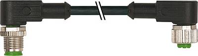 7000-40301-6330030 M12 male 90° / M12 female 90° A-cod. PUR 3x0.34 bk UL/CSA+drag ch. 0.3m - 1