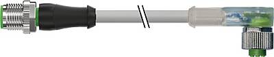 7000-40351-2340700 M12 male 0° / M12 female 90° A-cod. LED PUR 4x0.34 gy UL/CSA+drag ch. 7m - 1