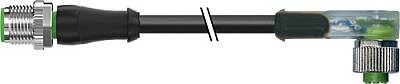 7000-40351-6341000 M12 male 0° / M12 female 90° A-cod. LED PUR 4x0.34 bk UL/CSA+drag ch. 10m - 1