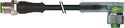 7000-40381-6330060 M12 male 0° / M12 female 90° A-cod. LED PUR 3x0.34 bk UL/CSA+drag ch. 0.6m